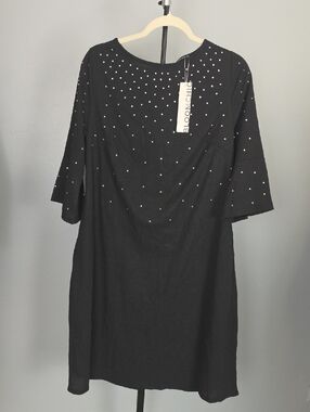 Bloomchic Black Embellished Dress with Pockets, Size 14-16(US), NWT